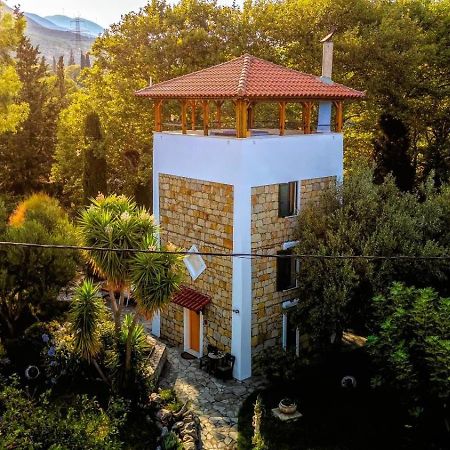 Steinturm Mit Dach-Terrasse Zwischen Fluss, Meer Und Gebirge- Spiti Pirgos Paralia Sergoulas Ngoại thất bức ảnh