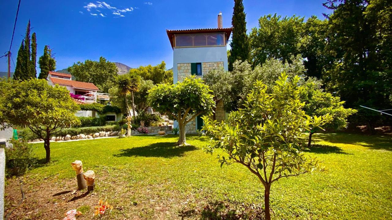 Steinturm Mit Dach-Terrasse Zwischen Fluss, Meer Und Gebirge- Spiti Pirgos Paralia Sergoulas Ngoại thất bức ảnh